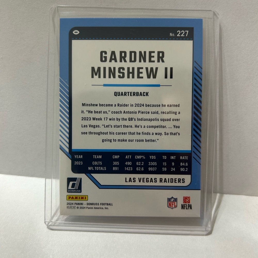 Donruss Gardner Minshew II Football Card 2024 Donruss #227 - Picture 2 of 2